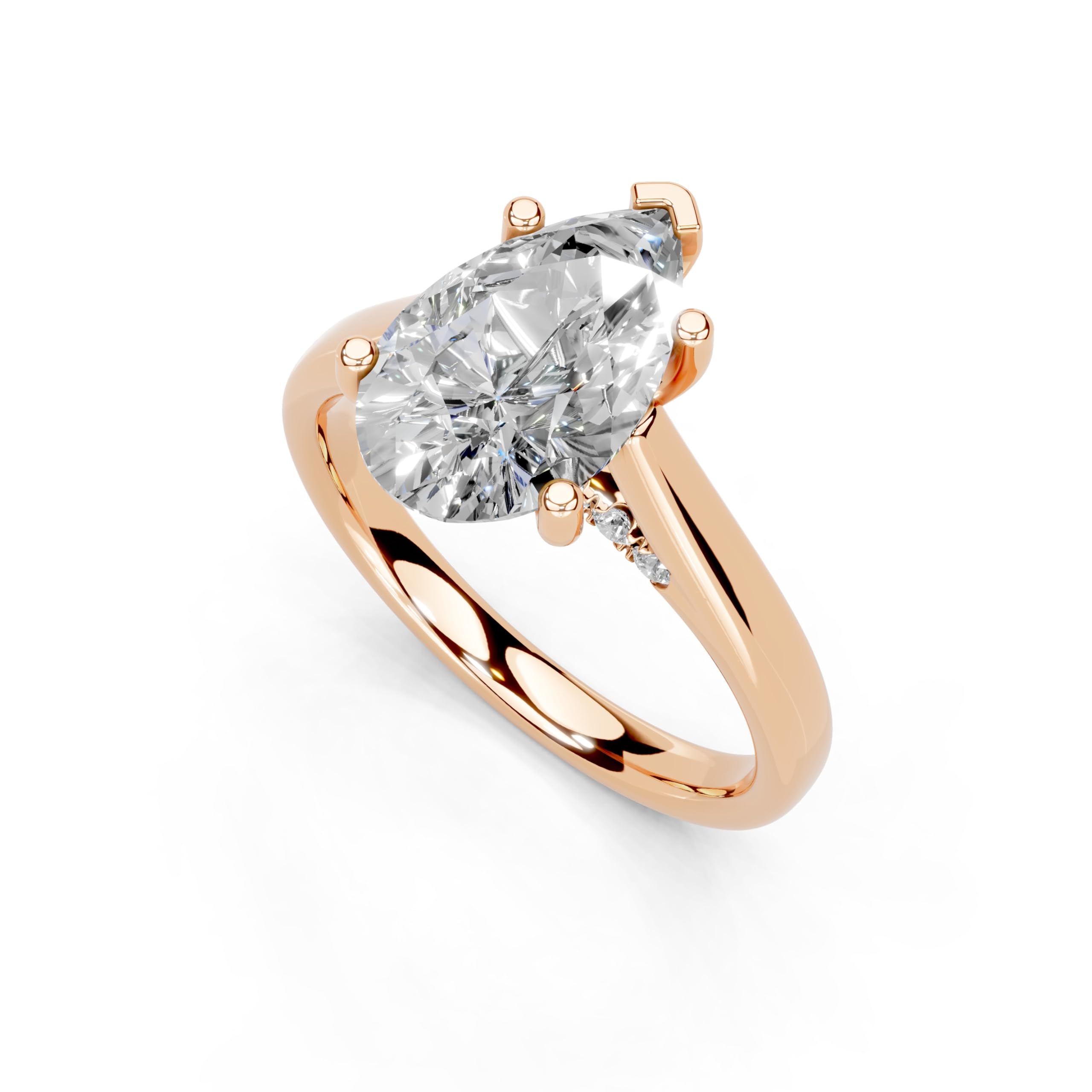 Pear Hidden Pavé Cathedral lab-grown diamond ring in rose gold