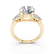 Round Pear Cluster Side Stone lab-grown diamond ring in yellow gold