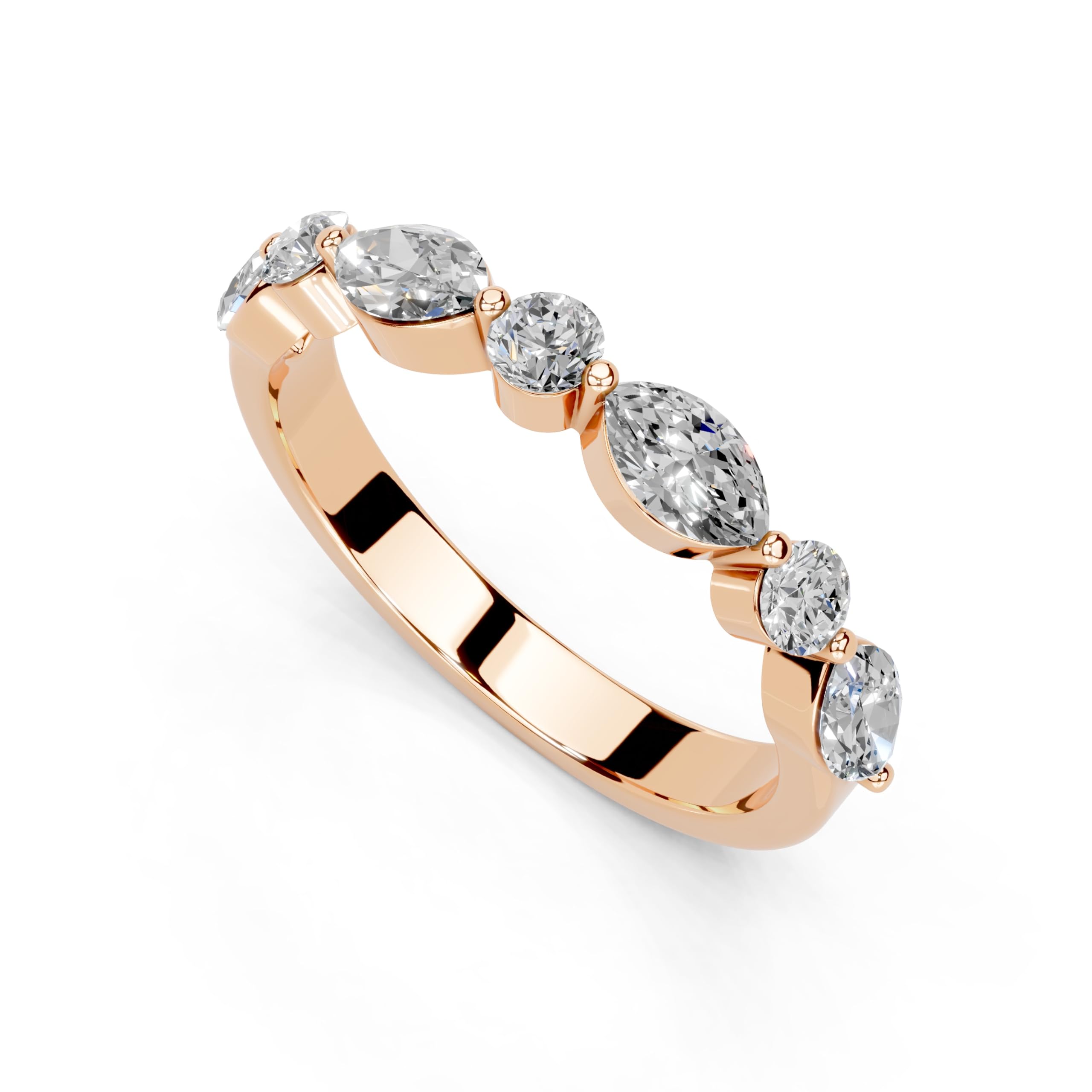 Marquise and Round Half Eternity Band lab-grown diamond band in rose gold