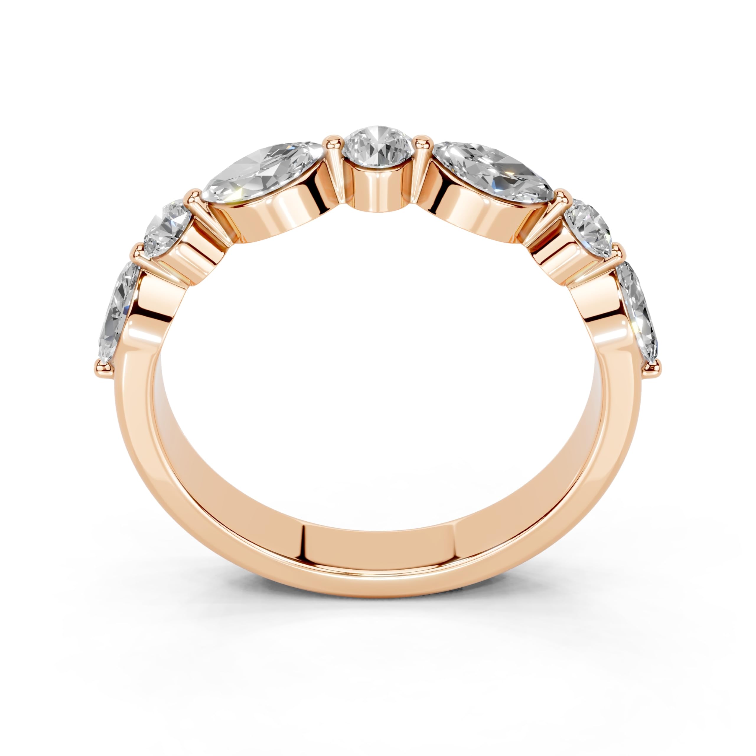 Marquise and Round Half Eternity Band lab-grown diamond band in rose gold