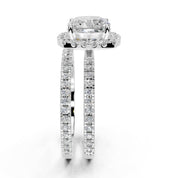 Asscher Halo with Double Pavé Band lab-grown diamond ring in rose gold