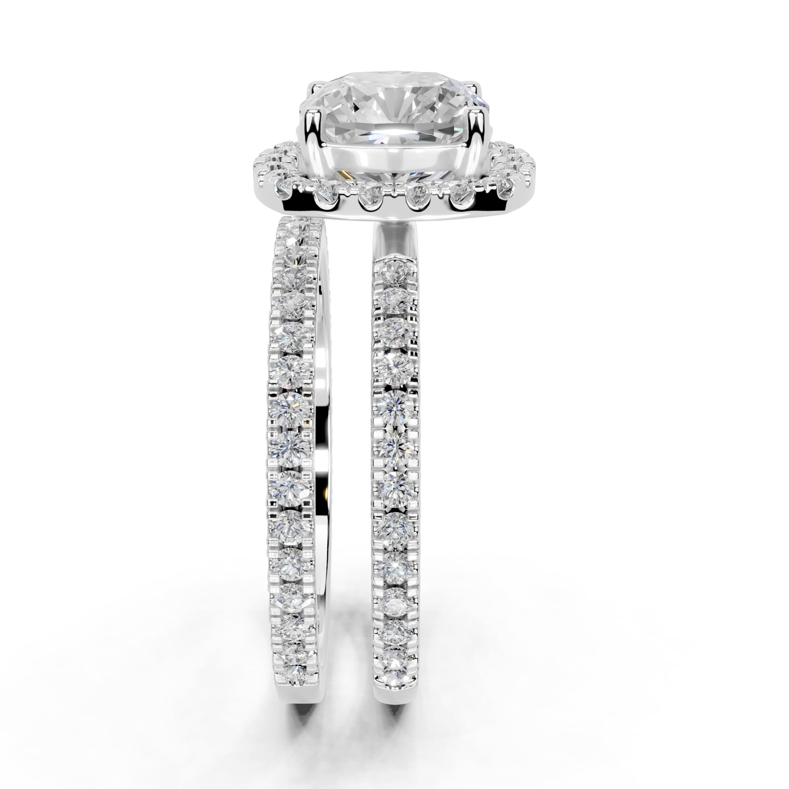 Asscher Halo with Double Pavé Band lab-grown diamond ring in rose gold