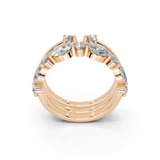 Marquise and Round Stacked Open Band lab-grown diamond band in rose gold