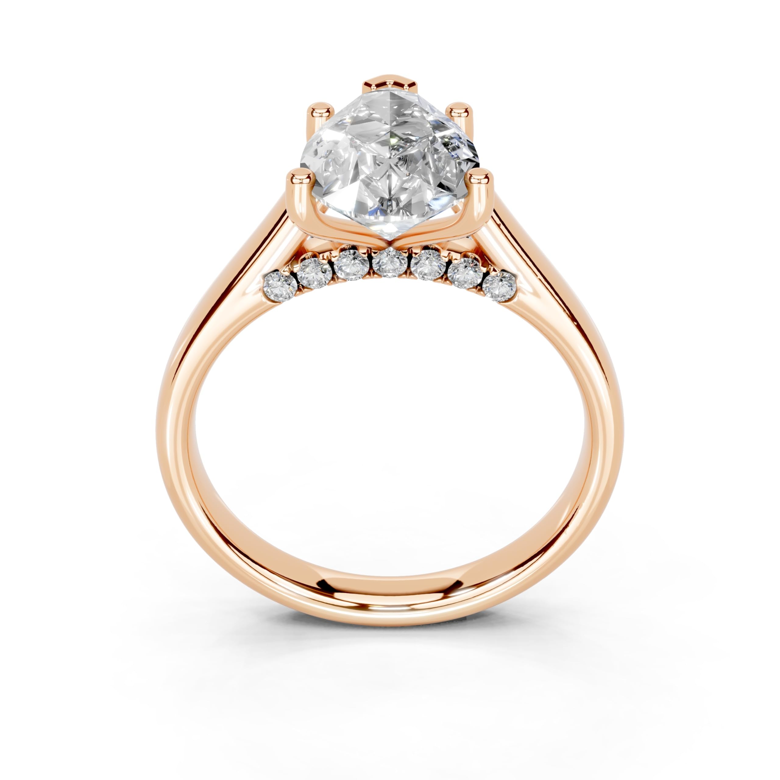 Pear Hidden Pavé Cathedral lab-grown diamond ring in rose gold