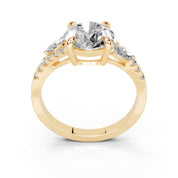 Round Marquise Side Stone Pavé lab-grown diamond ring in yellow gold