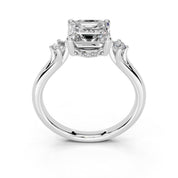 Asscher Petite Side Stone Solitaire lab-grown diamond ring in white gold / platinum