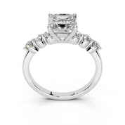 Asscher Scattered Side Stone lab-grown diamond ring in white gold / platinum