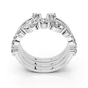 Marquise and Round Stacked Open Band lab-grown diamond band in white gold / platinum