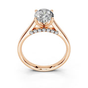 Oval Hidden Pavé Cathedral lab-grown diamond ring in rose gold