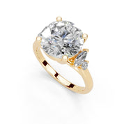 Round Marquise Cluster Side Stone lab-grown diamond ring in yellow gold