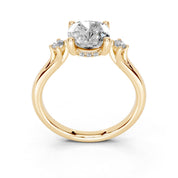 Cushion Petite Side Stone Solitaire lab-grown diamond ring in yellow gold