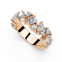 Pear and Round Cluster Lab-Grown Diamond Band