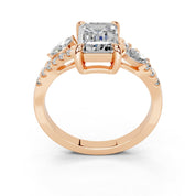Emerald Marquise Side Stone Pavé lab-grown diamond ring in rose gold