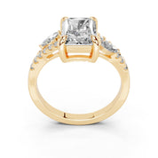 Radiant Marquise Side Stone Pavé lab-grown diamond ring in yellow gold