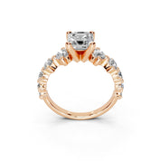 Asscher Fancy Side Stone lab-grown diamond ring in rose gold