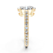 Oval Classic Four-Prong Pavé lab-grown diamond ring in yellow gold
