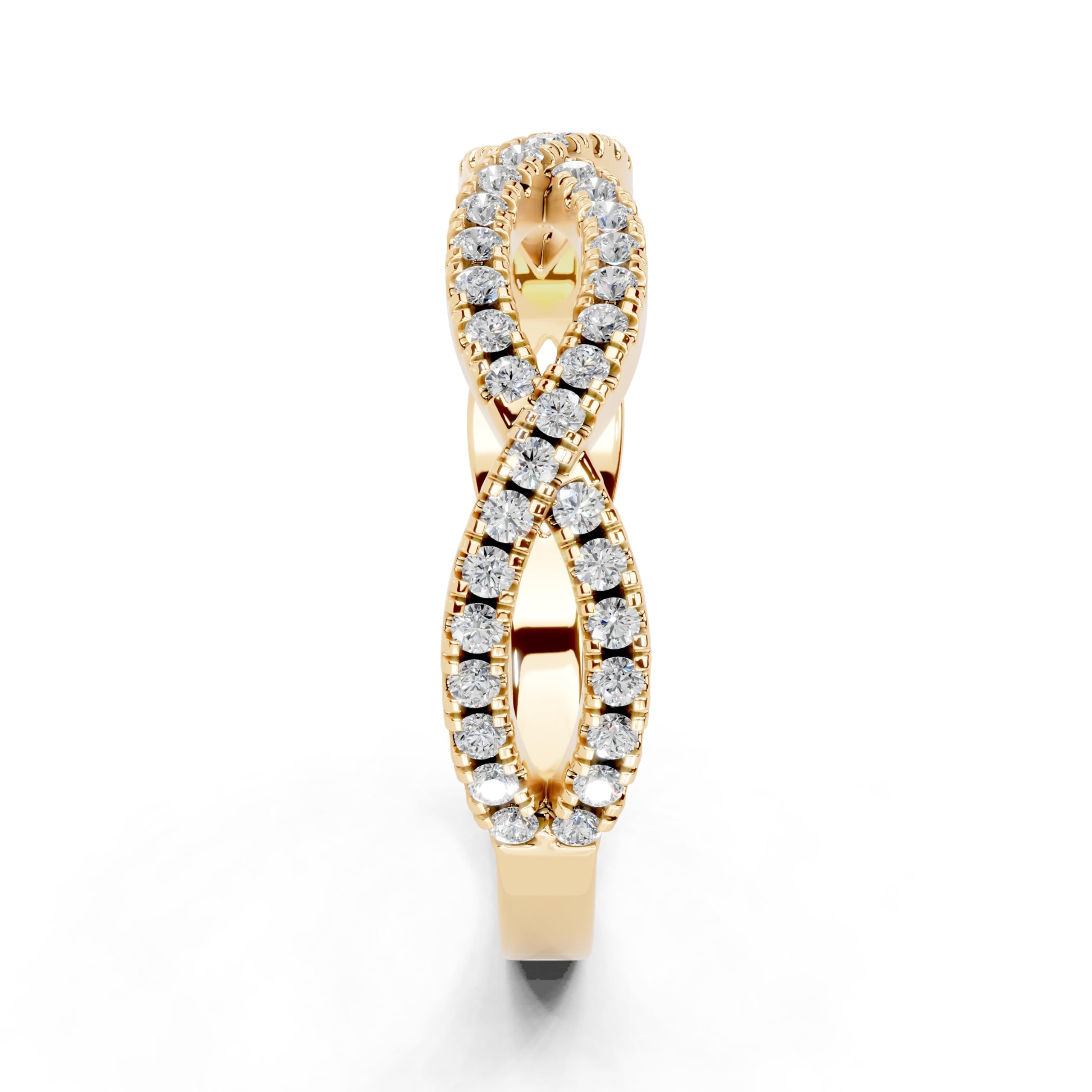 Twisted Pavé Band lab-grown diamond band in yellow gold