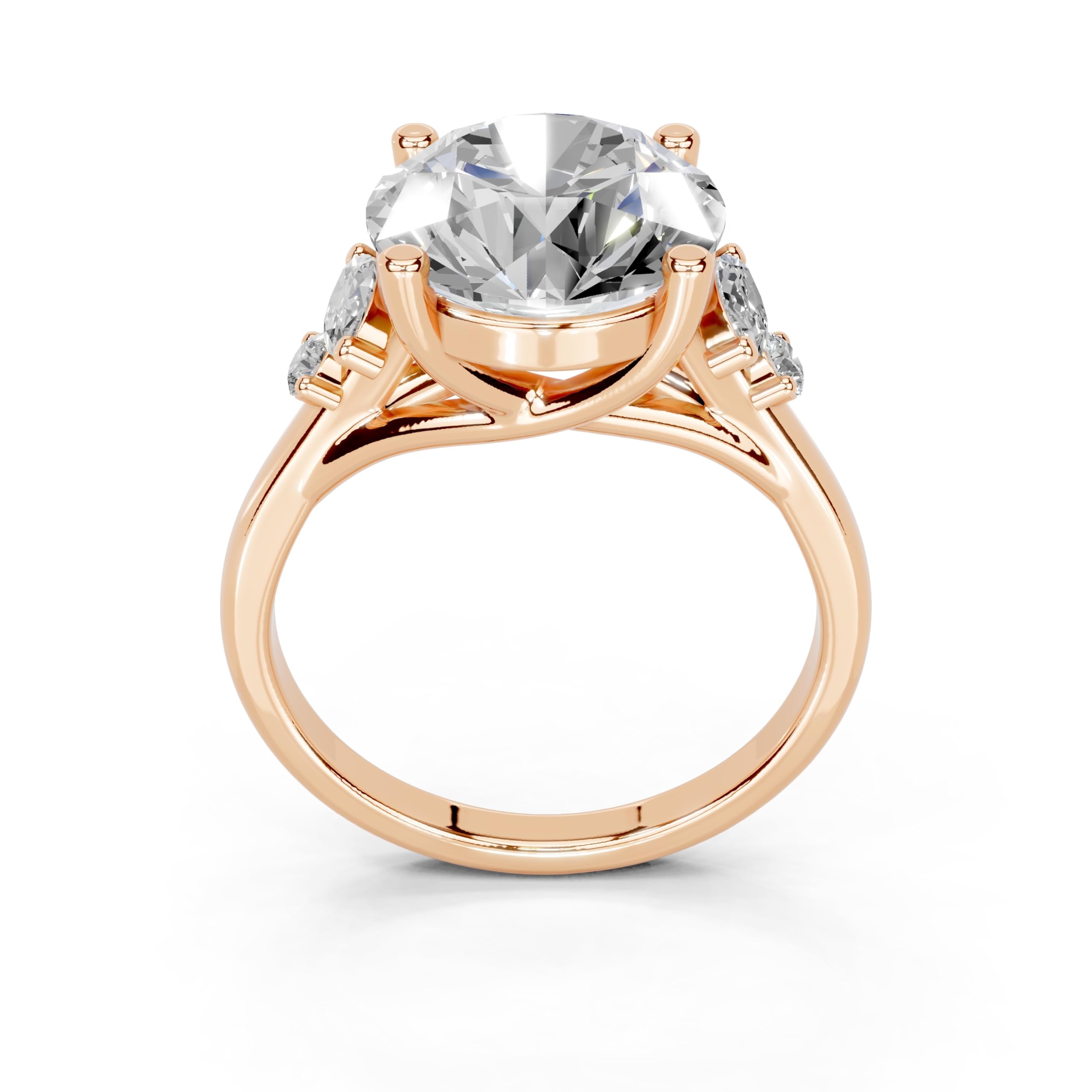Round Marquise Cluster Side Stone lab-grown diamond ring in rose gold
