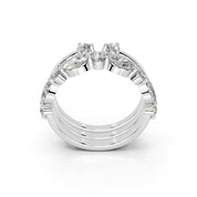 Marquise and Round Stacked Open Band lab-grown diamond band in white gold / platinum
