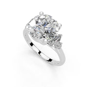 Round Marquise Cluster Side Stone lab-grown diamond ring in white gold / platinum
