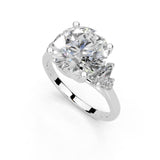 Round Marquise Cluster Side Stone Lab-Grown Diamond Engagement Ring