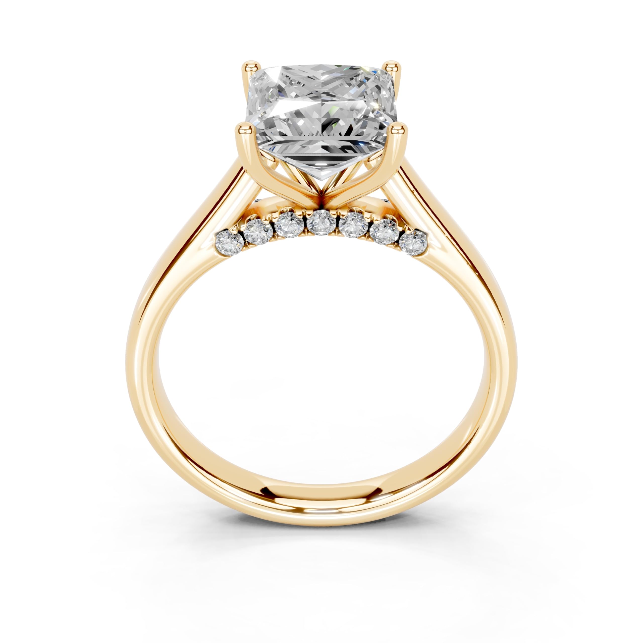 Princess Hidden Pavé Cathedral lab-grown diamond ring in yellow gold