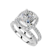 Asscher Halo with Double Pavé Band lab-grown diamond ring in rose gold