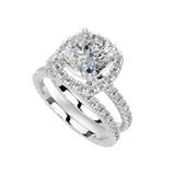 Halo with Double Pavé Band Lab-Grown Diamond Engagement Ring