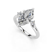 Marquise Petite Side Stone Solitaire lab-grown diamond ring in white gold / platinum