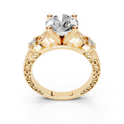 Round Filigree Vintage Solitaire lab-grown diamond ring in yellow gold