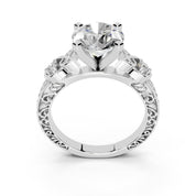 Round Filigree Vintage Solitaire lab-grown diamond ring in white gold / platinum