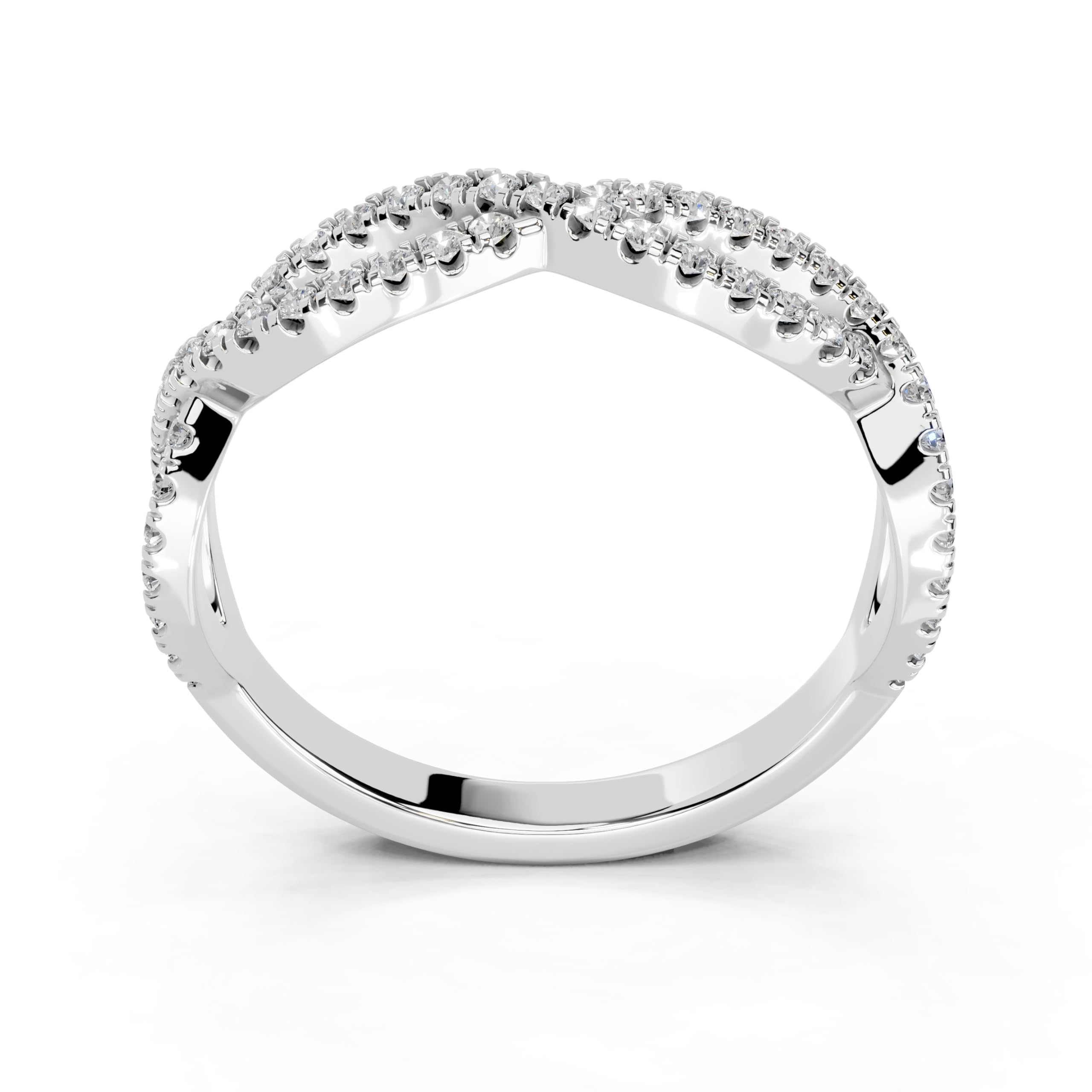 Twisted Pavé Band lab-grown diamond band in white gold / platinum