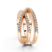 Round Crisscross Pavé Band lab-grown diamond band in rose gold