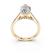 Marquise Hidden Pavé Cathedral lab-grown diamond ring in yellow gold