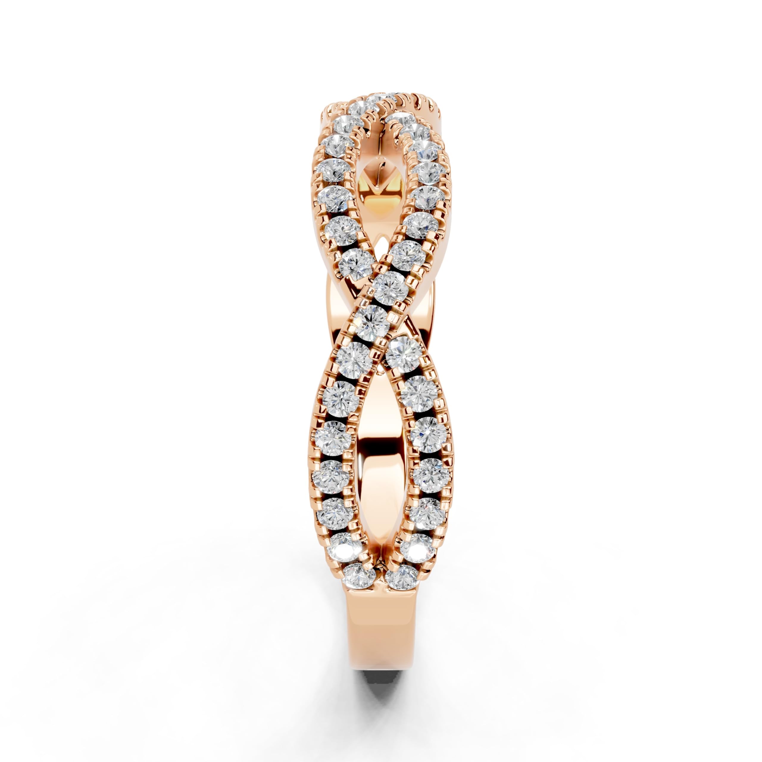 Twisted Pavé Band lab-grown diamond band in rose gold