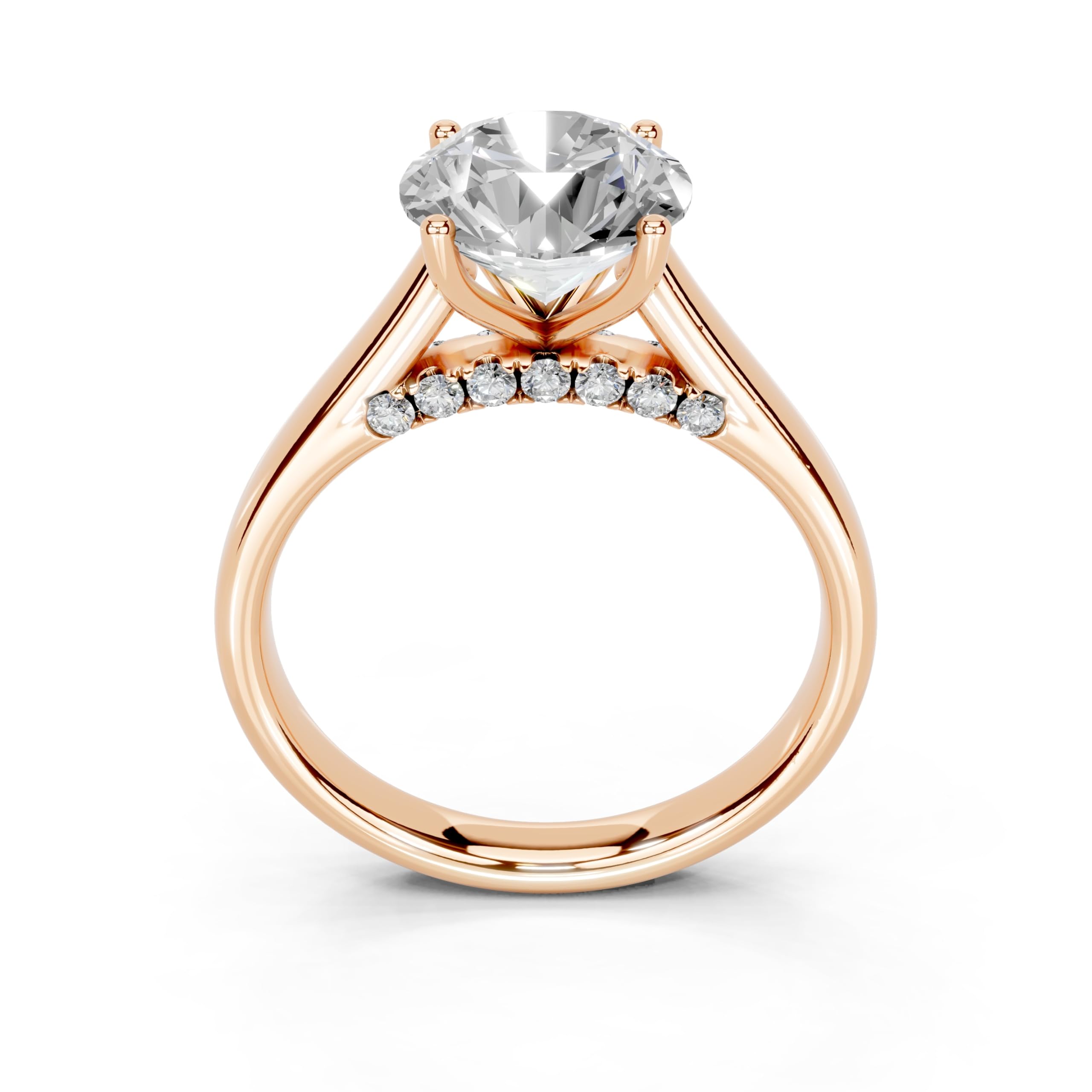 Round Hidden Pavé Cathedral lab-grown diamond ring in rose gold