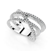 Round Crisscross Pavé Band lab-grown diamond band in white gold / platinum