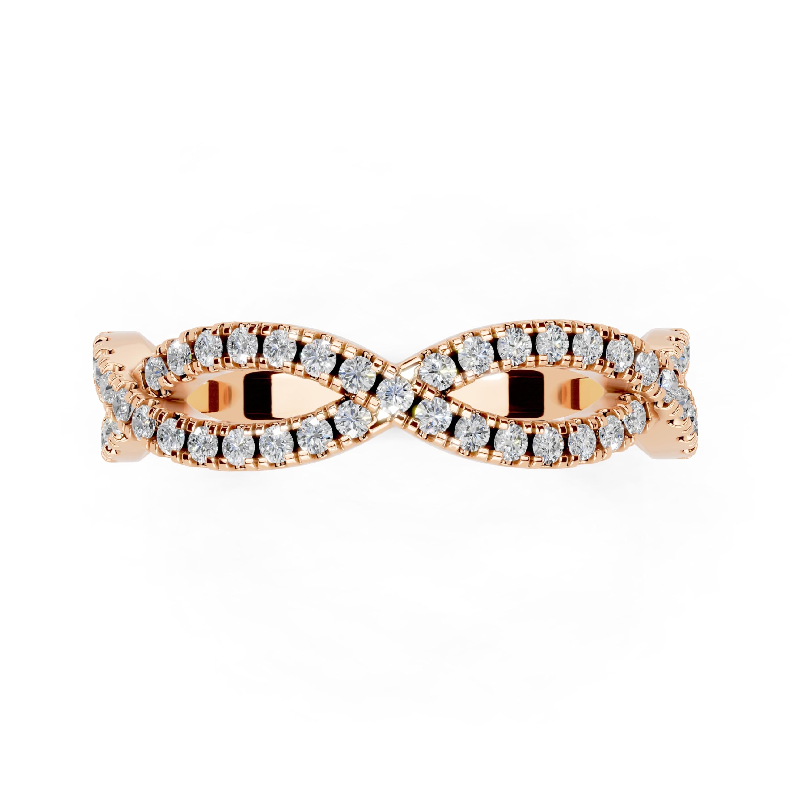 Twisted Pavé Band lab-grown diamond band in rose gold