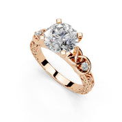 Round Filigree Vintage Solitaire lab-grown diamond ring in rose gold