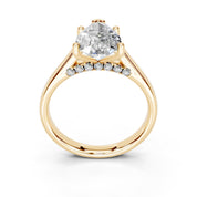 Pear Hidden Pavé Cathedral lab-grown diamond ring in yellow gold