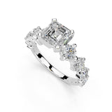 Asscher Fancy Side Stone Lab-Grown Diamond Engagement Ring