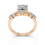 Asscher Scattered Side Stone lab-grown diamond ring in rose gold