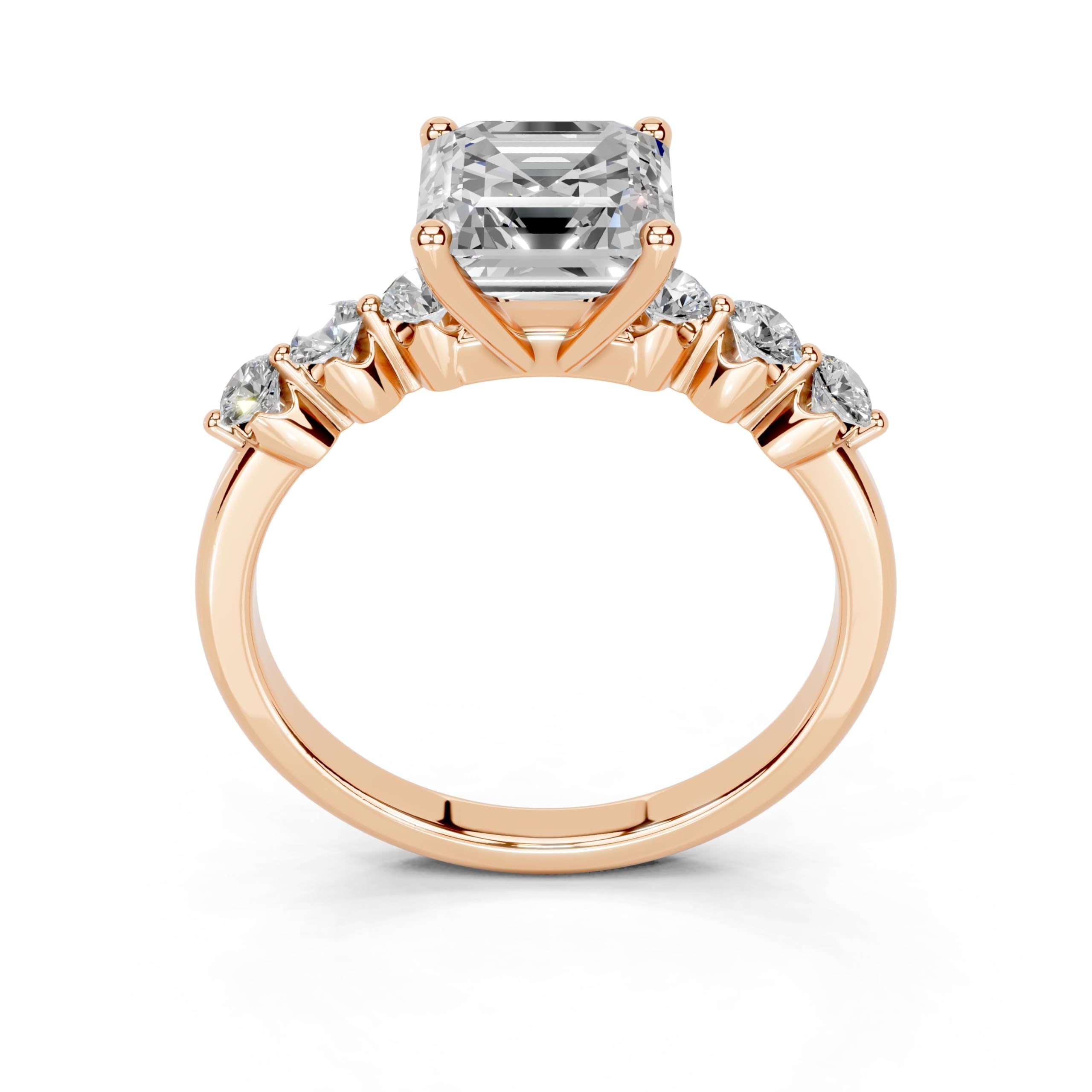 Asscher Scattered Side Stone lab-grown diamond ring in rose gold
