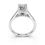 Emerald Hidden Pavé Cathedral lab-grown diamond ring in white gold / platinum