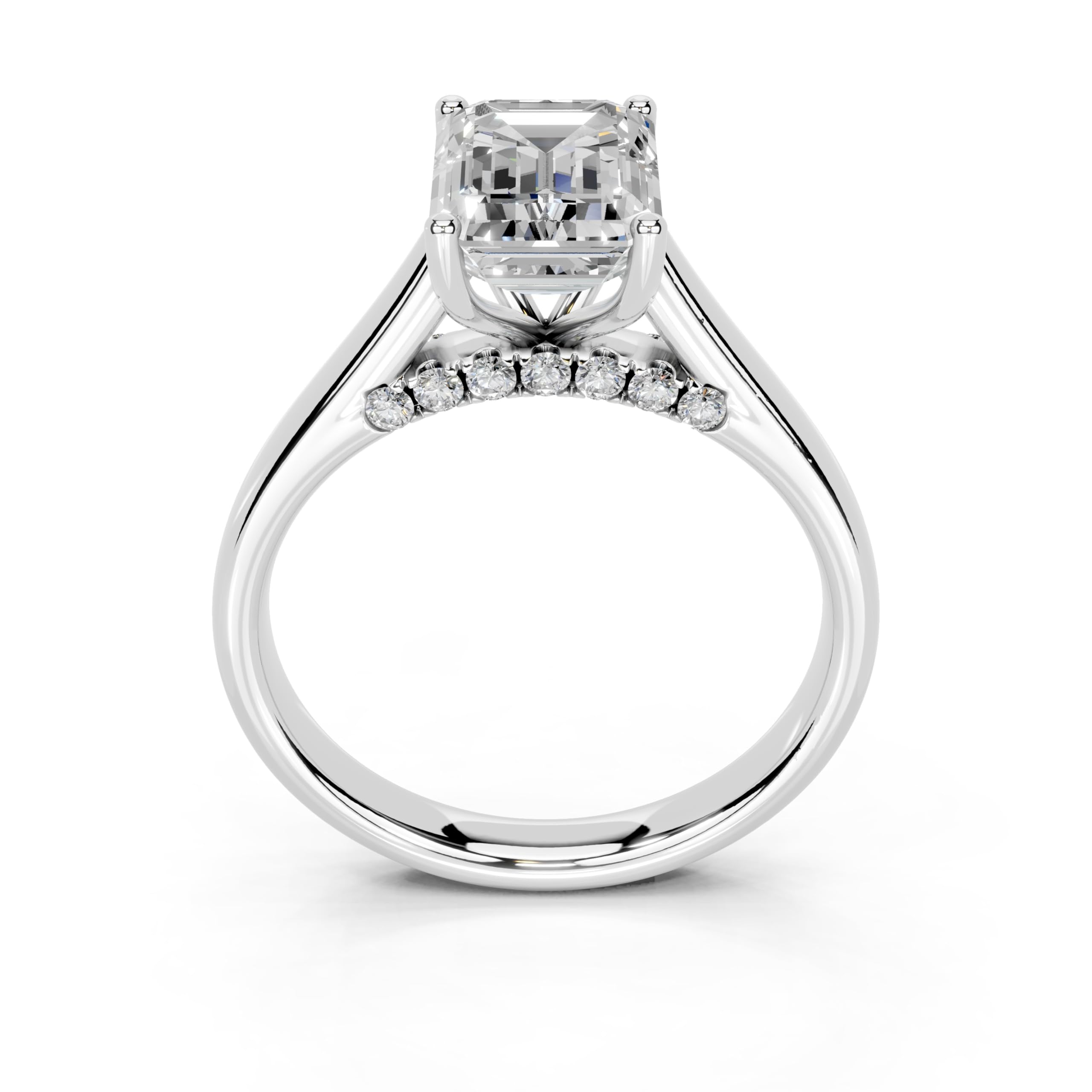 Emerald Hidden Pavé Cathedral lab-grown diamond ring in white gold / platinum