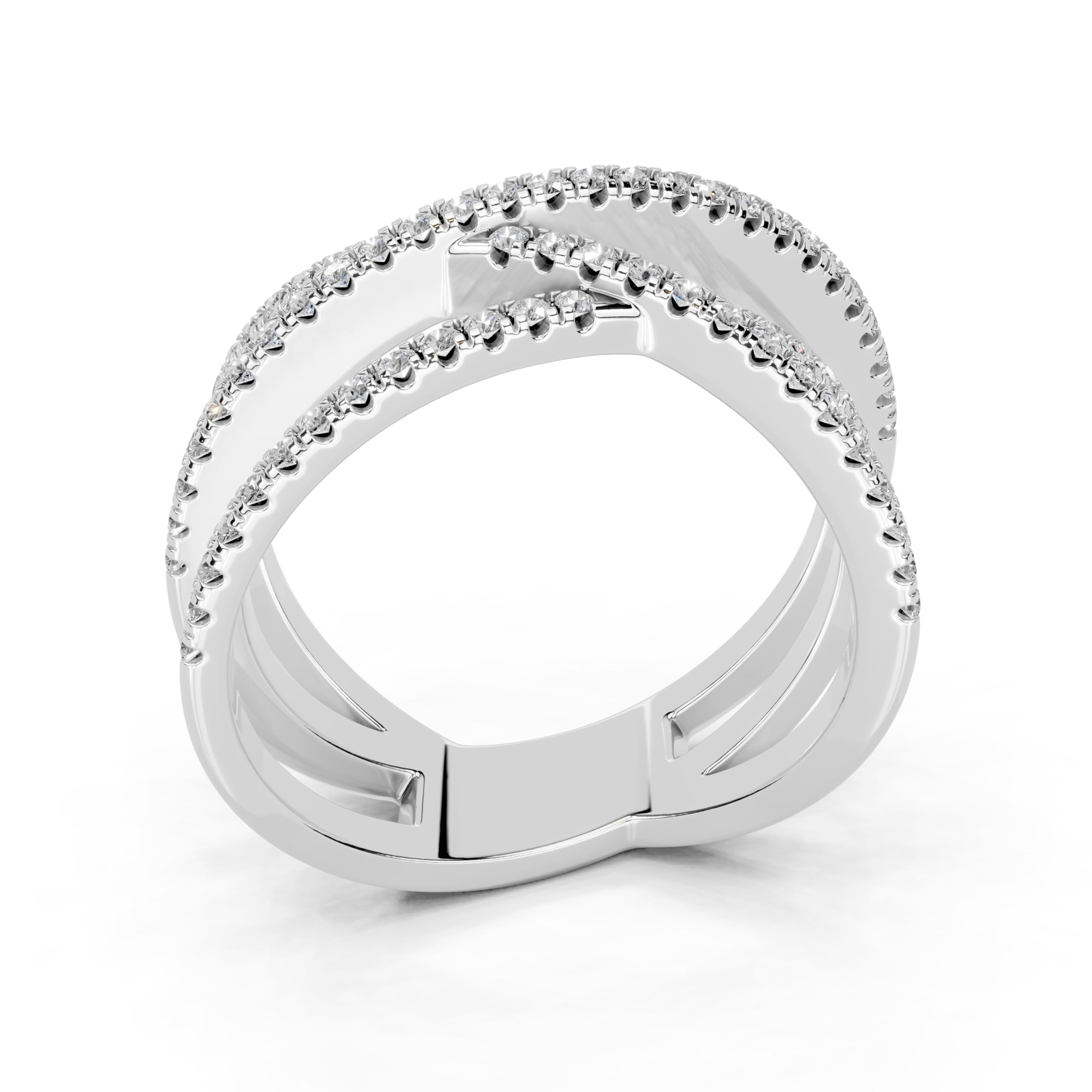 Round Crisscross Pavé Band lab-grown diamond band in white gold / platinum
