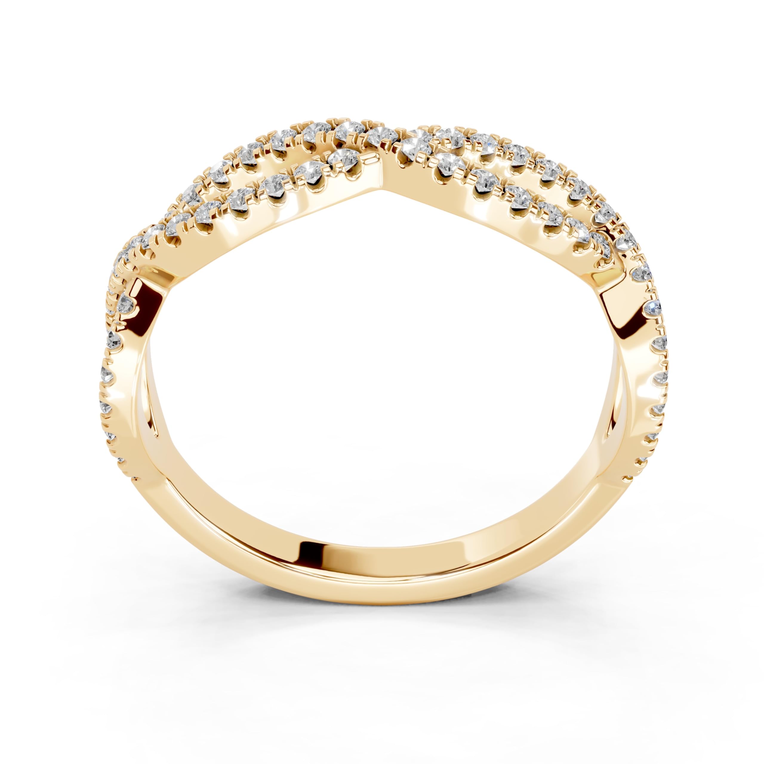 Twisted Pavé Band lab-grown diamond band in yellow gold