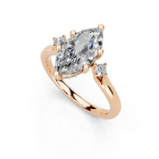 Marquise Petite Side Stone Solitaire lab-grown diamond ring in rose gold