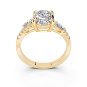 Oval Marquise Side Stone Pavé lab-grown diamond ring in yellow gold