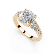 Round Marquise Side Stone Pavé lab-grown diamond ring in yellow gold